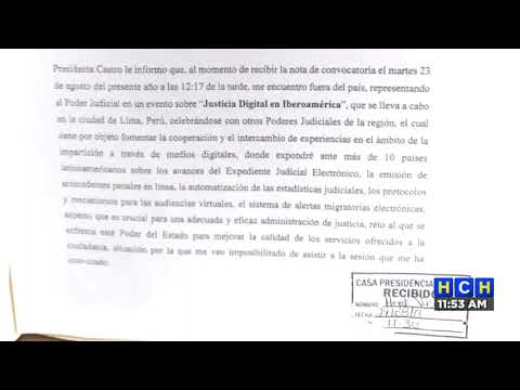 Presidente de CSJ tampoco asistirá al Consejo de Defensa convocado por la mandataria Castro