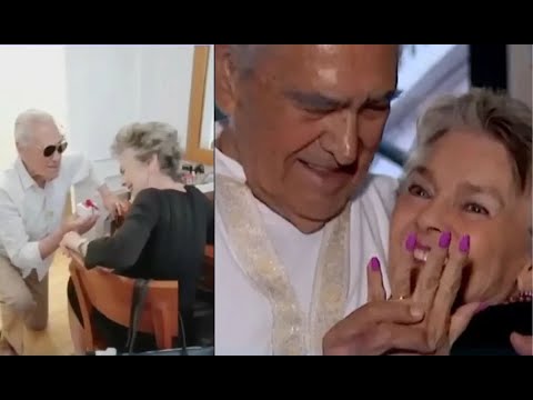Eric del Castillo le entrega anillo de compromiso a su esposa, Kate en su cumpleaños 81