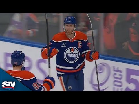 Oilers Evan Bouchard Finds Connor McDavid With Brilliant Back-Door Assist