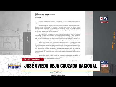 Senador Oviedo abandona a Payo Cubas y Cruzada Nacional