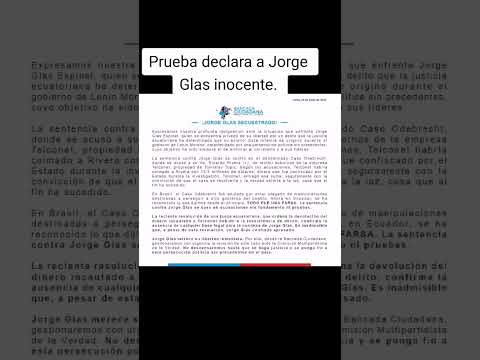 Urgente. Prueba declara a Jorge Glas inocente #jorgeglas #ecuador #dianasalazar