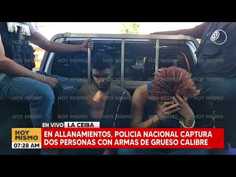 En allanamientos, policía nacional captura dos personas con arma de grueso calibre, en La Ceiba