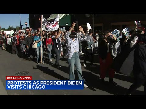 Chicago protests block downtown streets with President Biden in town