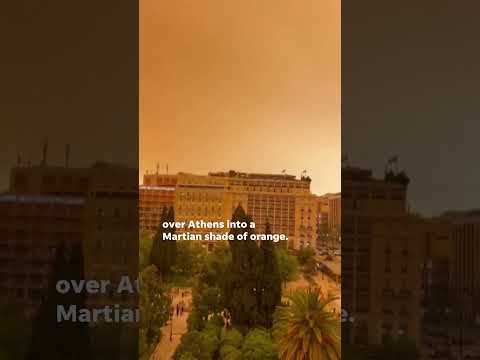 Eerie Martian-like sky engulfs Athens from Sahara Desert dust #Shorts