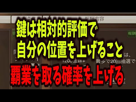 【三國志真戦】覇業を取る確率を少しでも上げる方法【相対的評価を上げる】