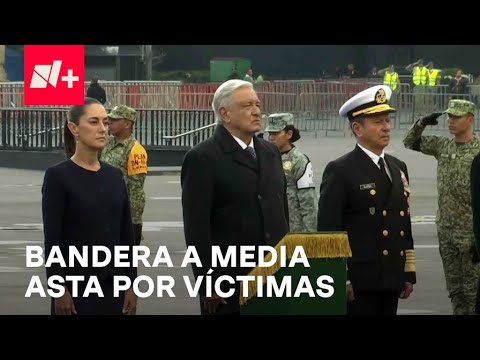 AMLO encabeza izamiento de bandera a media asta por víctimas de sismos del 19S - Despierta