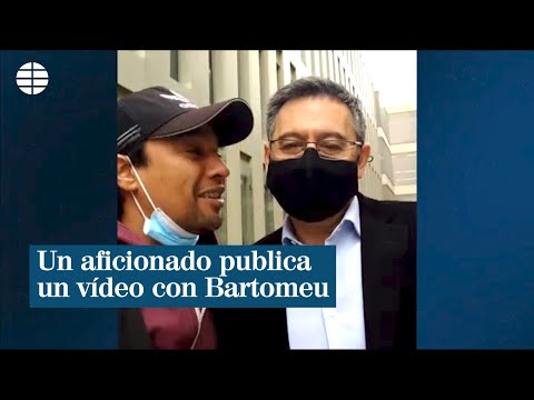 Publican en redes un vídeo de Bartomeu posando con un aficionado tras salir de declarar