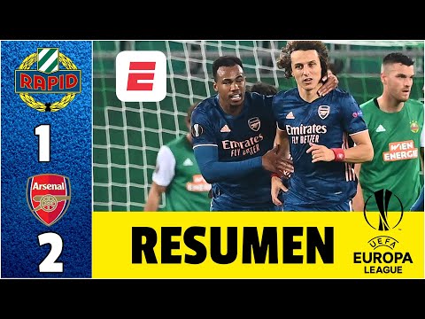 Rapid Vienna 1-2 Arsenal GOLES de David Luiz y Aubameyang para los de Mikel Arteta | Europa League
