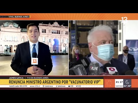 T13 en Buenos Aires: Renuncia ministro argentino por “vacunatorio VIP”