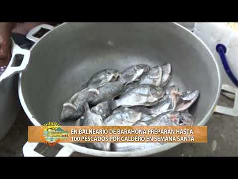 En balneario de Barahona preparan hasta 100 pescados por caldero en Semana Santa