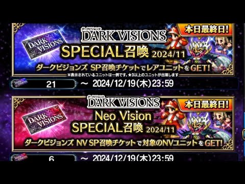 【FFBE】DARK VISIONS SP召喚チケット2024/11を最終日に引いたらこうなりました。