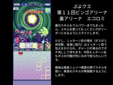 ぷよクエ 第11回ビンゴアリーナ 裏アリーナ エコロミ