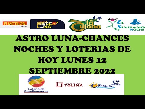 LOTERIAS DE HOY RESULTADOS Lunes 12 Septiembre 2022 ASTRO LUNA DE HOY LOTERIAS DE HOY RESULTADOS NOC