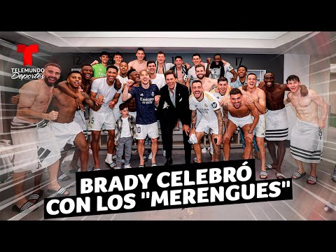 Tom Brady celebró con el Real Madrid en el vestidor del Santiago Bernabéu | Telemundo Deportes