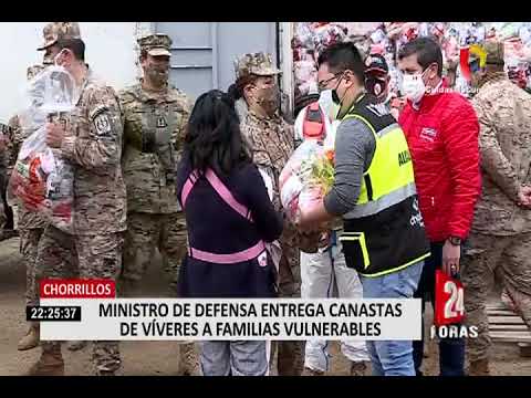 Chorrillos: ministro de Defensa entregó canastas de víveres a familias vulnerables