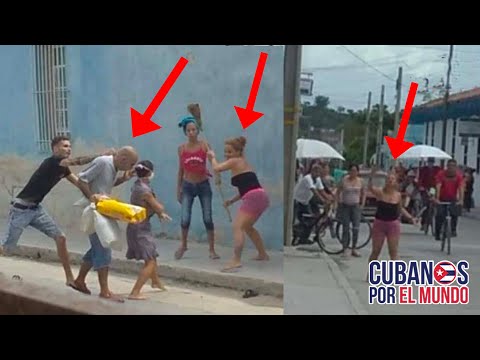 ¡PURO FASCISMO! Turbas castristas agreden a escobazos a opositores cubanos en plena vía pública