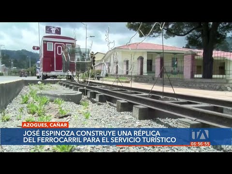 Don José Espinoza construye una réplica de ferrocarril para el servicio turístico en Azogues