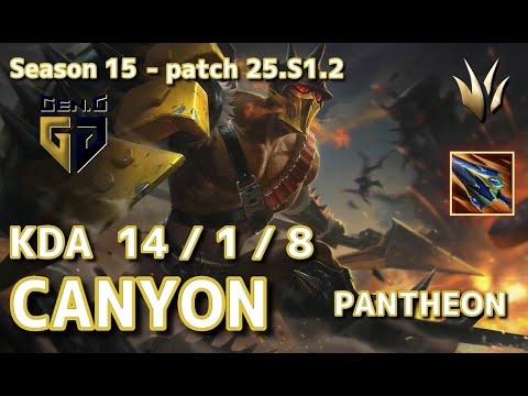 【KRサーバー/C1】Gen.G Canyon パンテオン(Pantheon) VS へカリム(Hecarim) JG - Patch25.S1.2 KR Ranked【LoL】