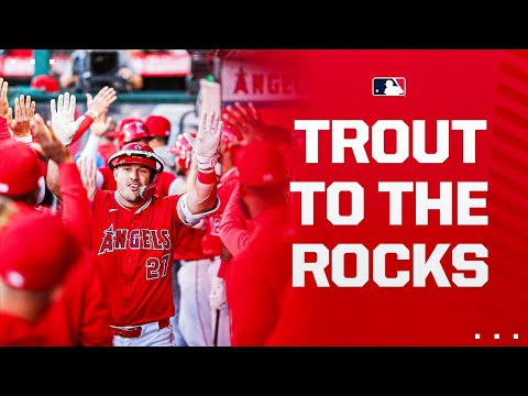 Mike Trout sends one TO THE ROCKS!!!