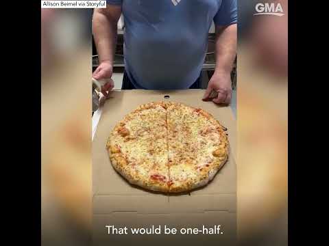 A dad explains fractions using a pizza