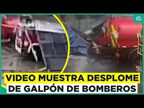 Colapsó con el viento: Galpón de bomberos se derrumba en medio de la lluvia