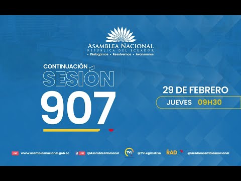 Siga en vivo la Sesión 908  del Pleno de la Asamblea Nacional del Ecuador