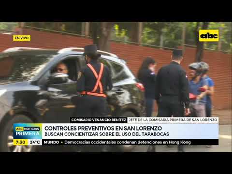 Policía controla el uso de tapabocas en San Lorenzo
