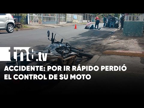 Motociclista «a todo mamón» pierde el control y se accidenta en Managua