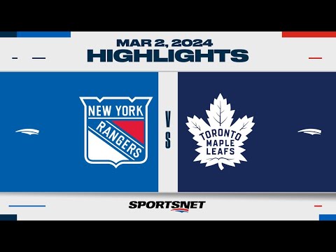 NHL Highlights | Rangers vs. Maple Leafs - March 2, 2024