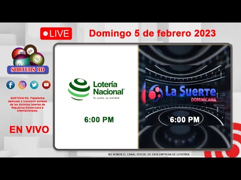 Lotería Nacional, La Suerte Dominicana en Vivo ? Domingo 5 de febrero 2023 - 6:00 PM