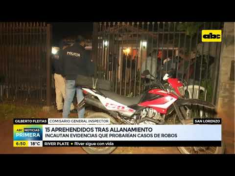 15 detenidos tras allanamiento en una vivienda en San Lorenzo