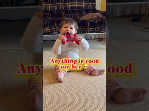 She found a different solid food 😂 #funnybaby #allaboutmomme #satisfyingvideo #food