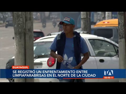Se registró un enfrentamiento entre personas que limpian parabrisas en la Av. Juan Tanca Marengo