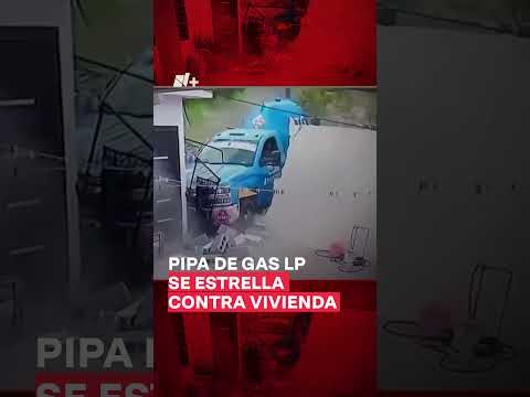 Pipa de gas LP se estrella contra vivienda #nmas #shorts #choque #tamaulipas