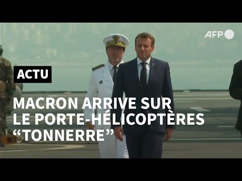 Beyrouth: l'hélicoptère de Macron se pose sur le Tonnerre | AFP