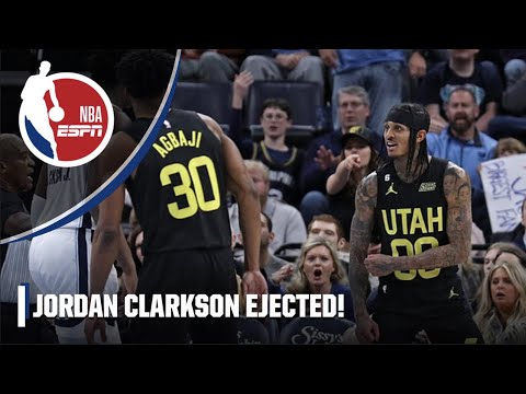 Jordan Clarkson squares up and gets ejected for a flagrant 2 foul 😳 | NBA on ESPN