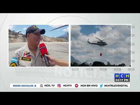 Con helicóptero tratan de sofocar incendio forestal en el Parque Nacional Celaque