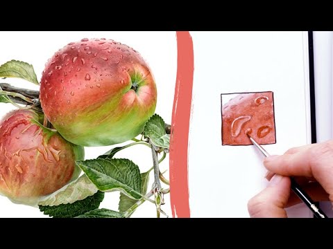 How to paint realistic raindrops on an apple