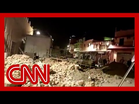 Video shows people running in panic as earthquake strikes