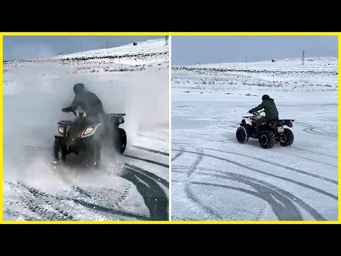 Buz Tutan Baraj Gölünde ATV İle Drift Şov