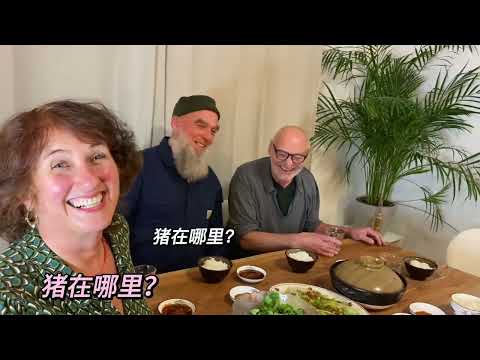 爆汁脆皮大猪肘、葱油鸡硬菜狂欢！德国老吃货们再度狂喜！疯狂抢食狂吸手指场面混乱！ #德国生活 #老外吃中餐 #大猪肘子 #yoose有色剃须刀