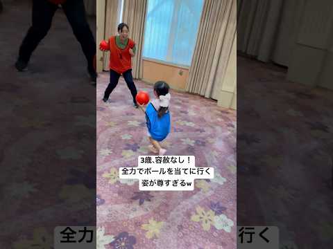 本気で当てに行く3歳 vs 必死に逃げるクルー #magmaresort #マグマリゾート #山梨 #3歳女の子