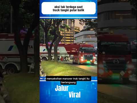 Aksi tak terduga saat truck tangki putar balik#shorts