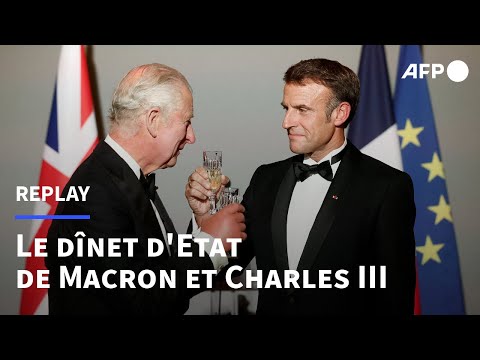 REPLAY - Les discours d'Emmanuel Macron et Charles III au dîner d'Etat à Versailles l AFP
