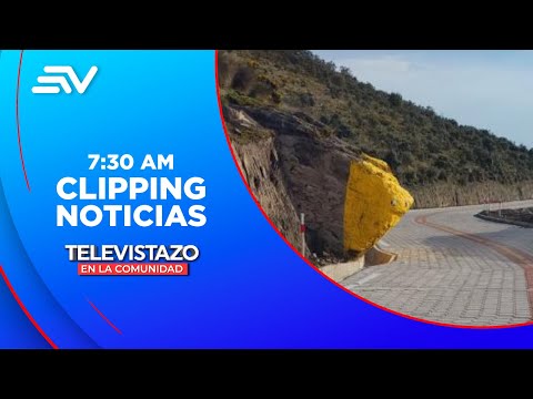 Piedra de gran tamaño complica el paso de autos en Cayambe | Televistazo | Ecuavisa