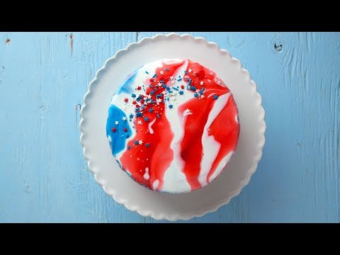 Patriotic Mirror Glazed Cheesecake