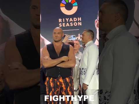 Tyson fury refuses to look at usyk during intense face off