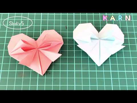 พับกระดาษหัวใจผูกโชว์Origami