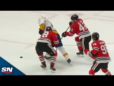 Predators Filip Forsberg Bullies Through Blackhawks Defence And Puts Moves On Petr Mrázek