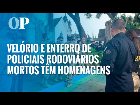 Velório e enterro de policiais da PRF têm homenagens, cortejo e salva de tiros, em Fortaleza